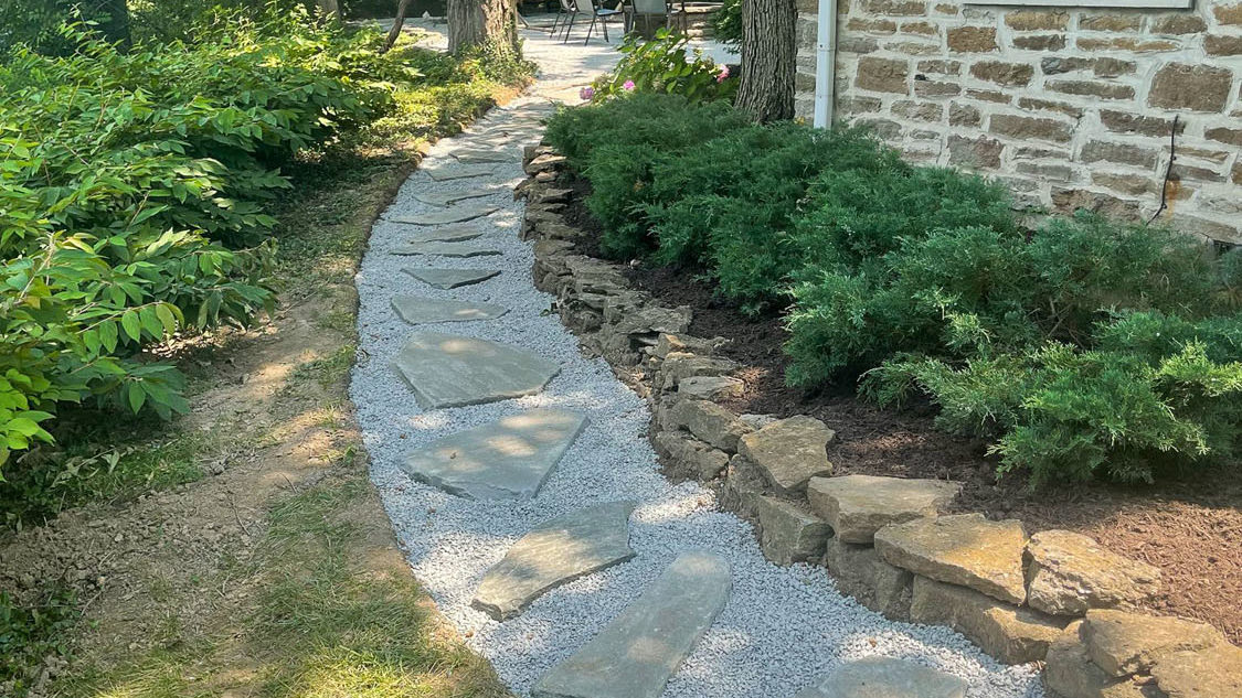Custom rock work pathway by Jackson Home Services